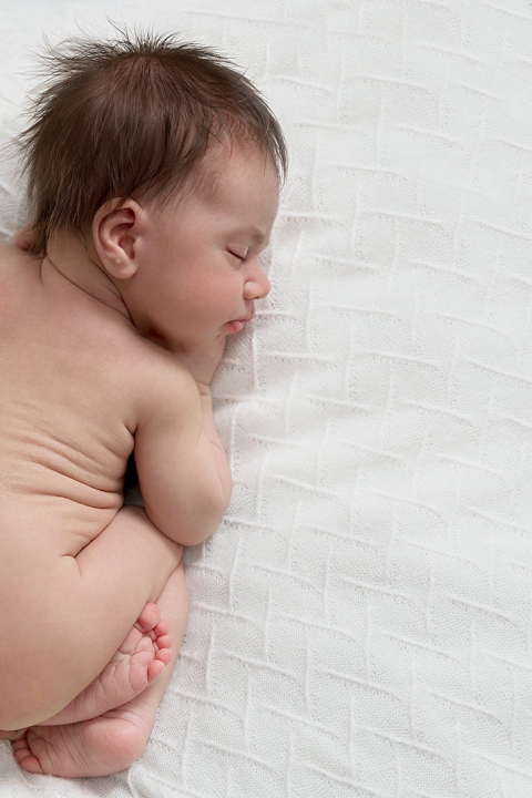 Newborn baby boy with lots of hair