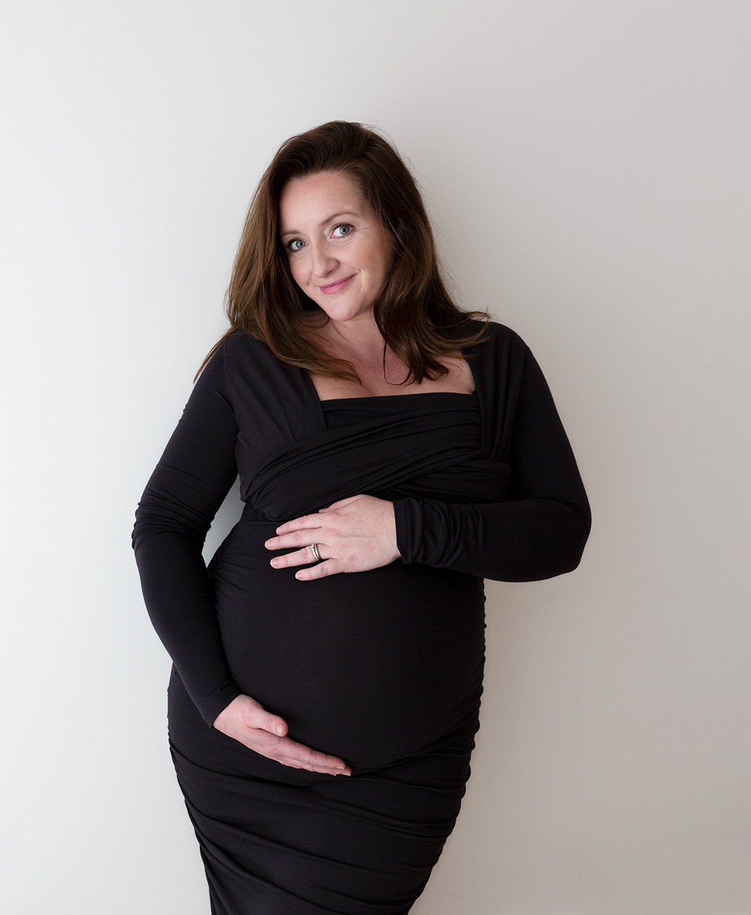 Pregnant lady in black maternity dress