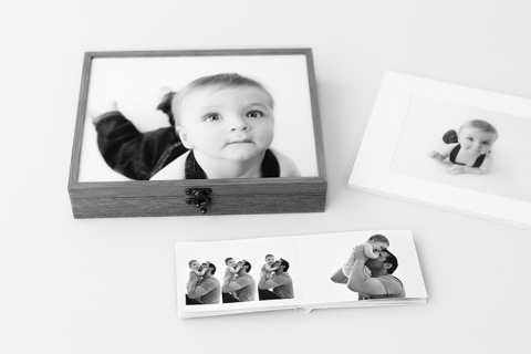 Photo Albums and Portfolio Box of prints from a newborn photoshoot