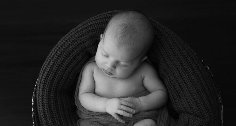 Black and white newborn baby