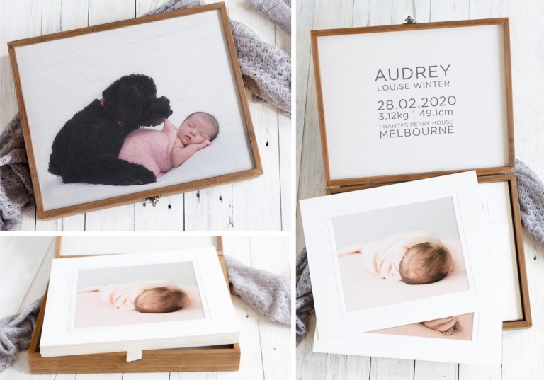 Wooden folio box newborn keepsake