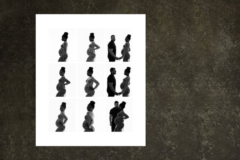 Framed montage of maternity photos
