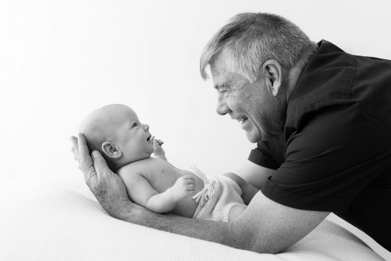 Granddad meets newborn grandchild post COVID lockdowns